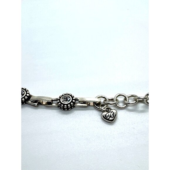 Brighton Twinkle Line Silver Tone Necklace Clear Crystal Disc Stations Pouch - Picture 7 of 10